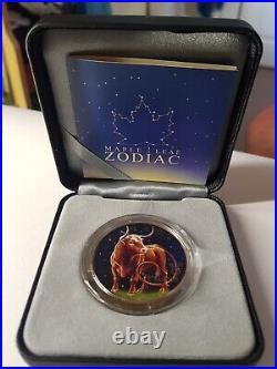 Canada 5 Dollars 1Oz Maple Leaf Zodiac Taurus 2019 Silver 0.999 Briliant UNC