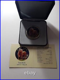 Canada 5 Dollars 1Oz Maple Leaf Zodiac Taurus 2019 Silver 0.999 Briliant UNC