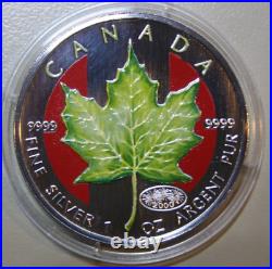 Canada Maple 5 Dollar 2000 Silver 1 OZ F #5730 Privy Fireworks-Frühling-Spring