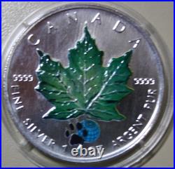Canada Maple 5 Dollar 2002 Silver 1 OZ F #5751 Four Seasons Summer Sommer +
