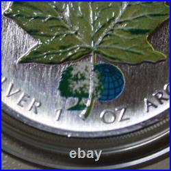 Canada Maple 5 Dollar 2002 Silver 1 OZ F #5752 Four Seasons-Spring + Privy