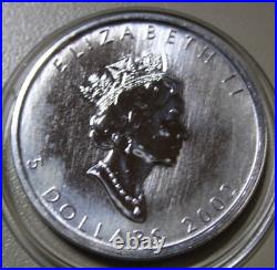 Canada Maple 5 Dollar 2002 Silver 1 OZ F #5752 Four Seasons-Spring + Privy