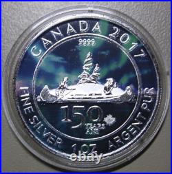 Canada Maple 5 Dollar 2017 Silver 1 OZ F #5977 st-Bu 150th Anniversary Colored