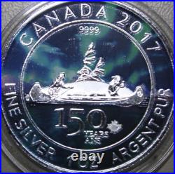 Canada Maple 5 Dollar 2017 Silver 1 OZ F #5977 st-Bu 150th Anniversary Colored