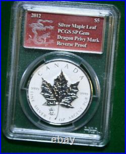 Canada Maple Leaf 5 Dollar 2012 1 OZ F#4728 Rev. Proof Privy Dragon PCGS GEMBU