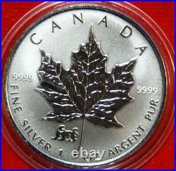Canada Maple Leaf 5 Dollars 1998 1 Oz F#4770 Reverse Proof Privy Mark Tiger