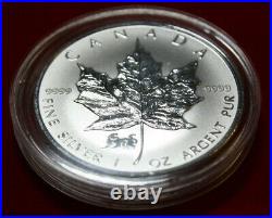 Canada Maple Leaf 5 Dollars 1998 1 Oz F#4770 Reverse Proof Privy Mark Tiger