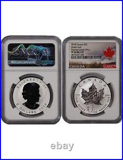 Canada, Maple Leaf 5 Dollars Silver 2018 Ngc Pf 69 Thomas Edison Privy