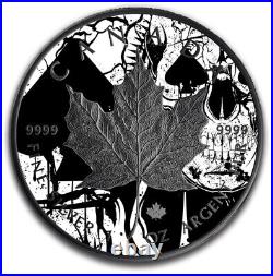 Canada-Spades Maple Skull, Card Suit Series 2018, 1oz Silver Black Ruthenium