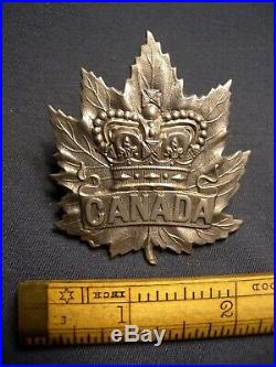 Canadian Army Boer War Officers Canada Pith Helmet Cap Badge Maple Leaf Silvered