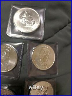 Canadian Maple Leaf 1oz Coins Lot Of 5. Sleeved From Mint. BU. 9999 Silver
