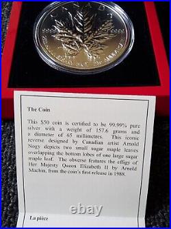 Canadian Mint 5oz Five Ounce maple leaf silver coin $50 dollar 25th anniversary