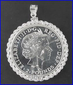 Coin Pendant 2022 1 oz. Fine Silver Canada Maple Leaf Sterling Silver Rope Bezel