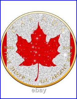 DIAMOND FLAG Maple Leaf 1 Oz Silver Coin 5$ Canada 2024