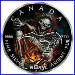 Death Maple Leaf Armageddon III GRIM REAPER 1 Oz Silver Coin 5$ Canada 2018