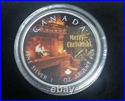 Elizabeth II. 2020 Maple Leaf Merry Christmas Coloured. 999 Silver 1oz Coin