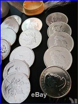 Five (5) Coins 2009 Canada 1 oz Silver Maple Leaf Coins