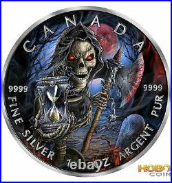 GRIM REAPER Death Maple Leaf Armageddon IV 1 Oz Silver Coin 5$ Canada 2021