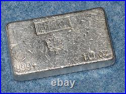 Johnson Matthey Canada Maple Leaf. 999 Silver 10 Oz Bar Old Poured Type B6963