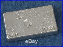 Johnson Matthey Canada Maple Leaf. 999 Silver 10 Oz Bar Old Poured Type B6963