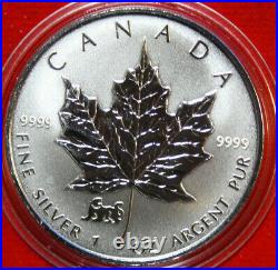Kanada-Canada Maple 5 Dollar 1998 1 OZ F #4770 Reverse Proof Privy Mark Tiger