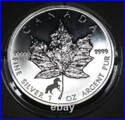 Kanada-Canada Maple 5 Dollar 2002 1 OZ Silver F #5750 Privy Mark Horse