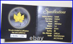 Kanada-Canada Maple 5 Dollar 2015 Silver 1 OZ F #5839 Golden Enigma Only