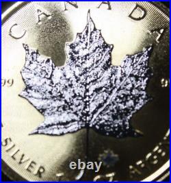 Kanada-Canada Maple 5 Dollar 2021 1 OZ Silver F #5756 Rhodium & Gold Only 1000