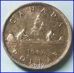 Key Variety 1947, Maple Leaf, Silver Dollar, with lustre