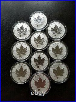 LOT (10) 2018 1oz Canadian Maple Leaf Bison Reverse Privy. 9999 $5 Silver Coins