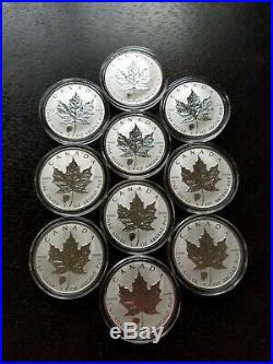 LOT (10) 2018 Canadian Maple Leaf Bison Reverse Privy 1 oz. 9999 $5 Silver Coin