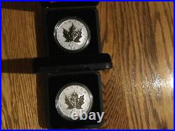 LOT OF 2 1945-2005 PRIVY TULIP 1 oz. PURE SILVER MAPLE LEAF COINS LOWEST EVER
