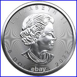LOT of (25) 1 Oz Silver Canadian Maple Leaf $5 Coins. 9999 BU Mint Tube Roll