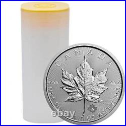 LOT of (25) 1 Oz Silver Canadian Maple Leaf $5 Coins. 9999 BU Mint Tube Roll