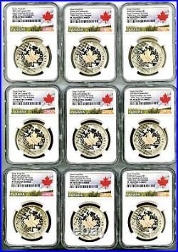 Lot 2024 $1 Canada Silver Gilt Rose Gold Ngc Pf70 Maple Leaf Air Force Top Pop 9