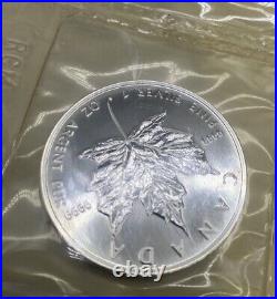 Lot of (10) 1998 Elizabeth II Canada Maple Leaf 1 oz Fine Silver Coins $5 Seal