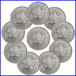 Lot of 10 2019 Canada 1 oz. Silver Maple Leaf $5 Coins GEM BU SKU55537