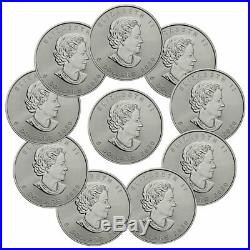 Lot of 10 2020 Canada 1 oz Silver Maple Leaf $5 Coins GEM BU PRESALE SKU59992