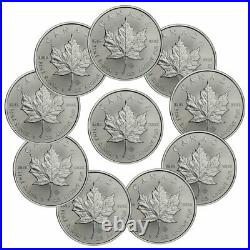 Lot of 10 2021 Canada 1 oz Silver Maple Leaf $5 Coins GEM BU PRESALE
