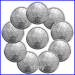 Lot of 10 2023 Canada 1 oz Silver Maple Leaf $5 Coins GEM BU PRESALE
