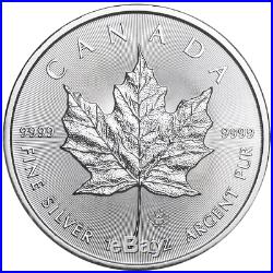 Lot of 100 2019 $5 Silver Canadian Maple Leaf 1 oz Brilliant Uncirculated 4 Fu