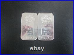 Lot of 2 Engelhard Canada 1oz Maple Leaf Variety VTG. Silver Bar #29212, #69381