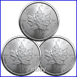 Lot of 3 2023 Canada 1 oz Silver Maple Leaf $5 Coins GEM BU
