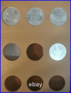 Lot of 30 1988-2020 $5 1 oz Canadian Silver Maple Leaf Coins withDansco album