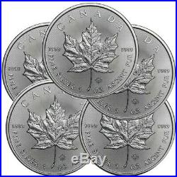 Lot of 5 2020 1 oz Canadian. 9999 Silver Maple Leaf $5 Coins SKU# 399399