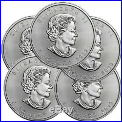 Lot of 5 2020 1 oz Canadian. 9999 Silver Maple Leaf $5 Coins SKU# 399399