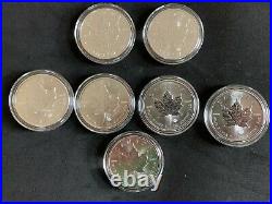 Lot of 7 2013-2016 Canadian Maple Leaf Silver 1 oz. 999 Coins