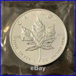 Lot of TEN 2001 Canada $5 Silver Maple Leafs 1 oz. 9999 Fine Silver, Sealed