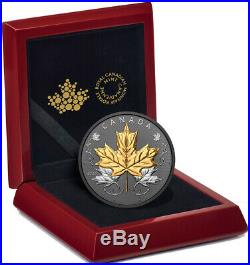 MAPLE LEAF BLACK RHODIUM 5 Oz Silver Coin 50$ Canada 2020