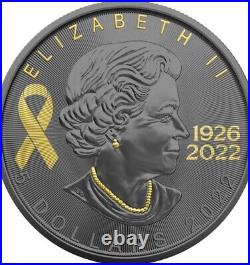 MAPLE LEAF Her Majesty In Memoriam Elizabeth II 1 Oz Silver Coin 5$ Canada 2022